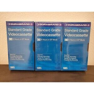 DURABRAND T-120 BLANK VHS VIDEO 3-TAPE LOT Standard Grade Records 2 4 6 Hours